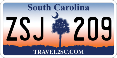 SC license plate ZSJ209