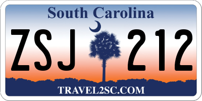 SC license plate ZSJ212