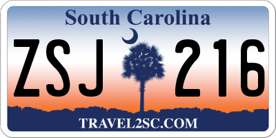 SC license plate ZSJ216