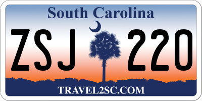 SC license plate ZSJ220