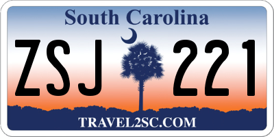 SC license plate ZSJ221