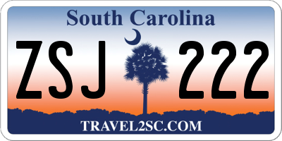 SC license plate ZSJ222