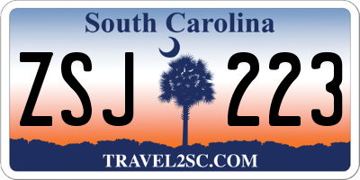 SC license plate ZSJ223