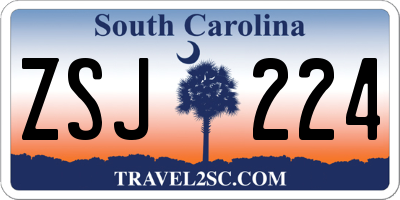 SC license plate ZSJ224
