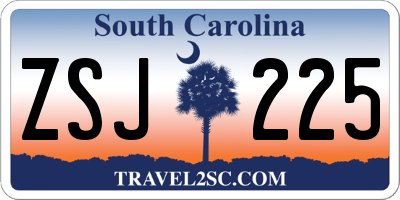 SC license plate ZSJ225