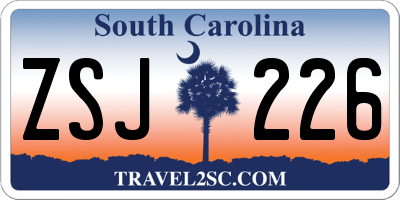 SC license plate ZSJ226