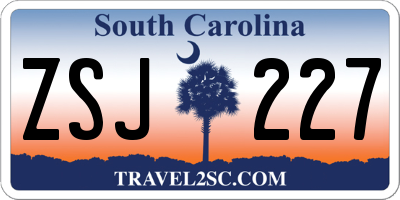 SC license plate ZSJ227