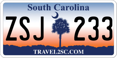 SC license plate ZSJ233