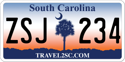 SC license plate ZSJ234