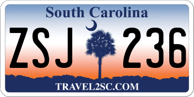 SC license plate ZSJ236
