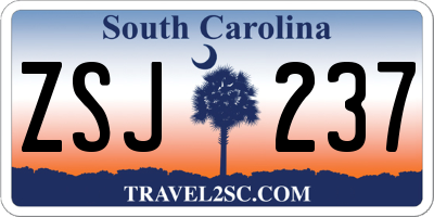 SC license plate ZSJ237