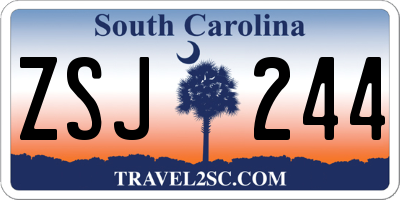 SC license plate ZSJ244