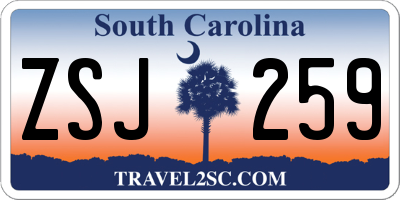 SC license plate ZSJ259