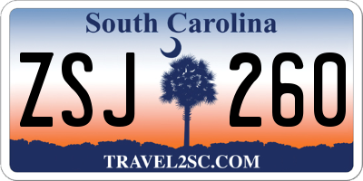 SC license plate ZSJ260