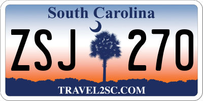 SC license plate ZSJ270