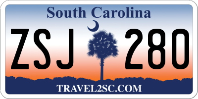 SC license plate ZSJ280