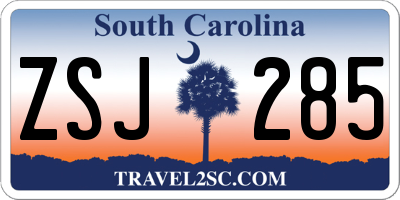 SC license plate ZSJ285
