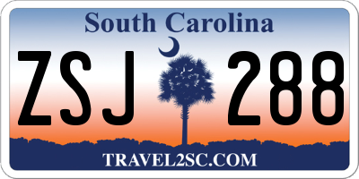 SC license plate ZSJ288