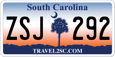 SC license plate ZSJ292