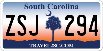 SC license plate ZSJ294