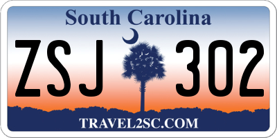SC license plate ZSJ302