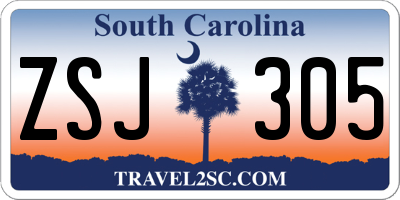 SC license plate ZSJ305