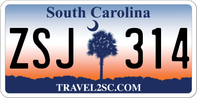 SC license plate ZSJ314