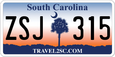 SC license plate ZSJ315