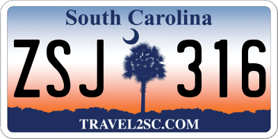SC license plate ZSJ316