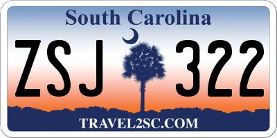 SC license plate ZSJ322