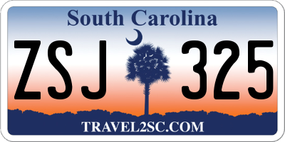 SC license plate ZSJ325