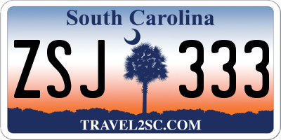 SC license plate ZSJ333