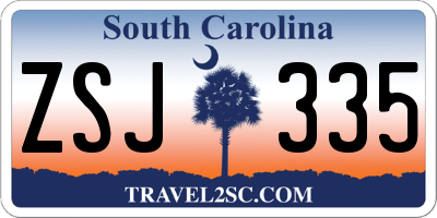 SC license plate ZSJ335