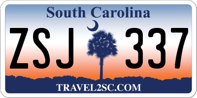 SC license plate ZSJ337