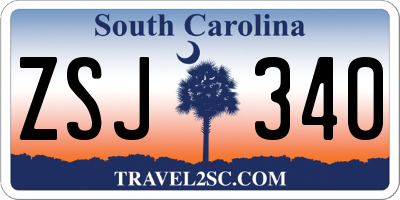 SC license plate ZSJ340