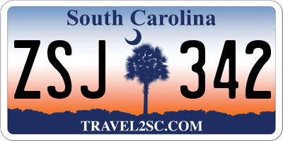 SC license plate ZSJ342