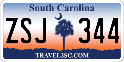 SC license plate ZSJ344