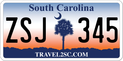 SC license plate ZSJ345