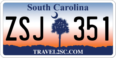 SC license plate ZSJ351