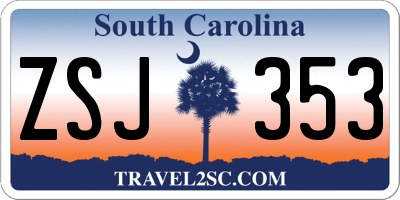 SC license plate ZSJ353