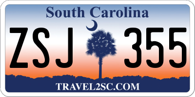 SC license plate ZSJ355