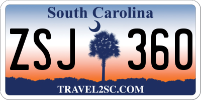 SC license plate ZSJ360