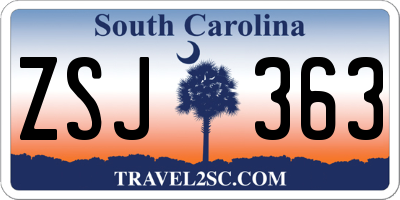 SC license plate ZSJ363