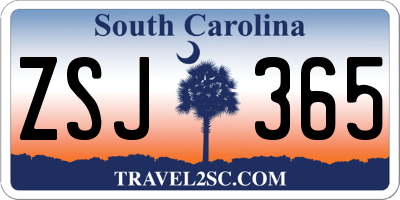 SC license plate ZSJ365