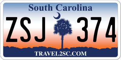 SC license plate ZSJ374