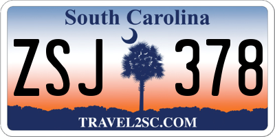 SC license plate ZSJ378