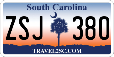 SC license plate ZSJ380