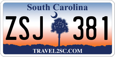 SC license plate ZSJ381