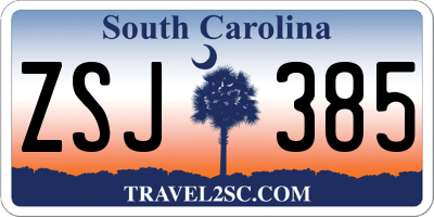 SC license plate ZSJ385