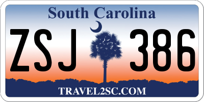 SC license plate ZSJ386